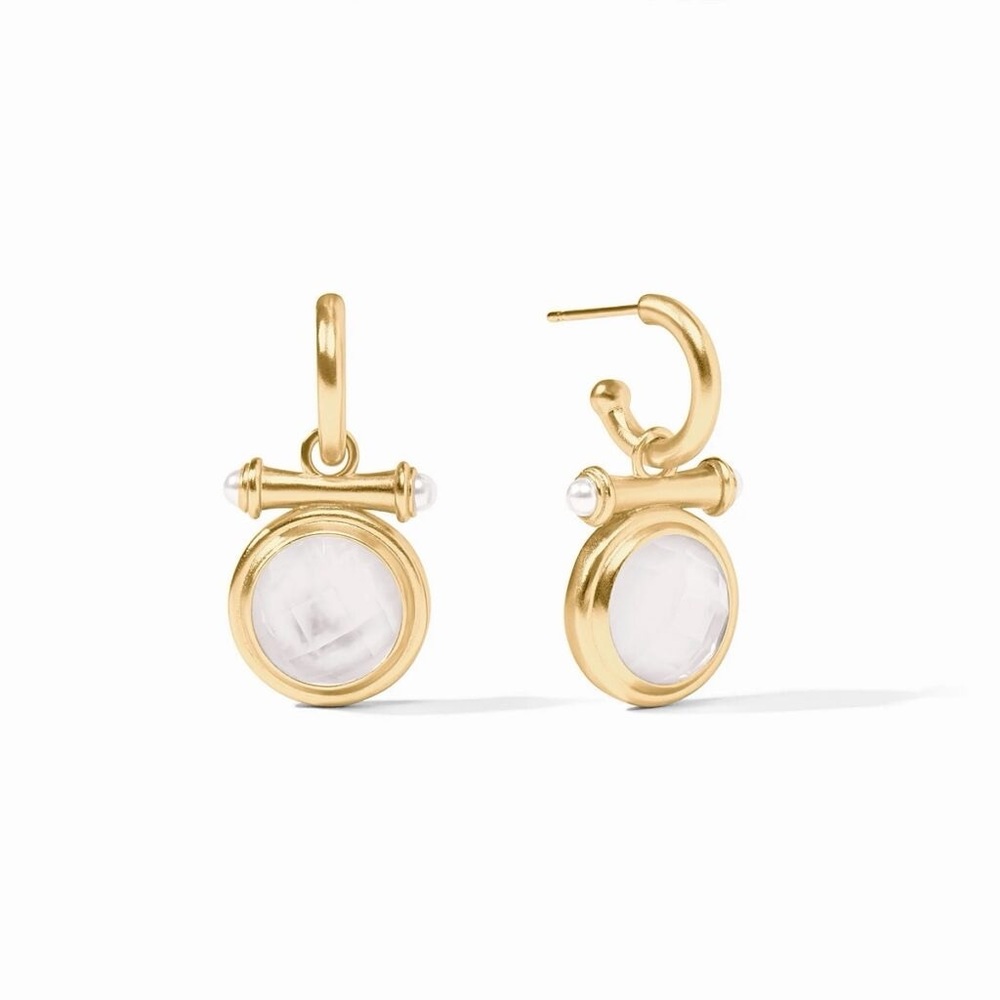 Julie Vos • Bamboo Hoop & Charm Earrings | Clear Iridescent ⭐️⭐️⭐️⭐️⭐️